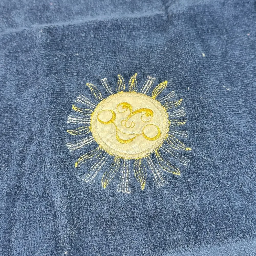 Vintage 90s Celestial Hand Towel Blue Sun Finger Towel Bath